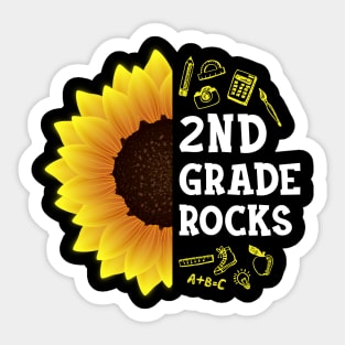 Sunflower 2nd Grade Rocks Shirt Teacher Student Kid Back To School Sticker